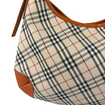 Burberry Orange Leather Trim Nova Check Hobo Bag