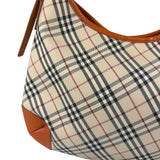 Burberry Orange Leather Trim Nova Check Hobo Bag