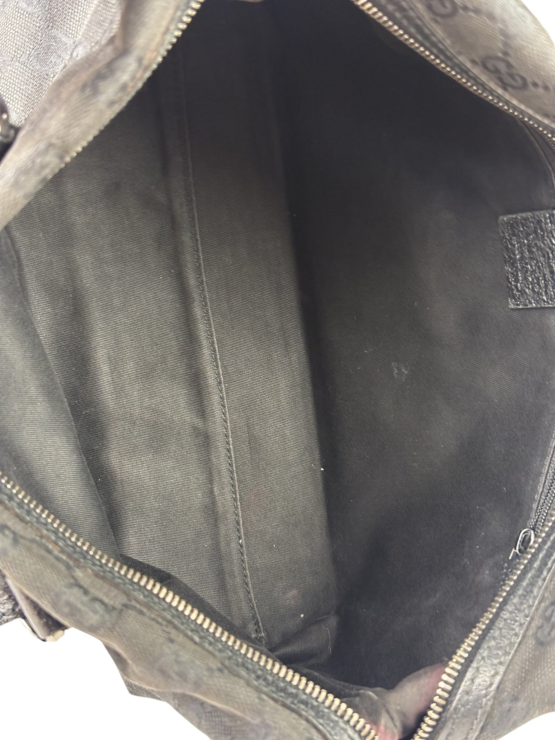 Gucci Black Leather Trim GG Top Handle Bag