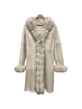 Vintage Bellucci Platinum Beige Suede Rabbit/Blue Fox Fur Long Coat