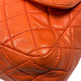Chanel Orange Quilted Lambskin Flap Bag 2008