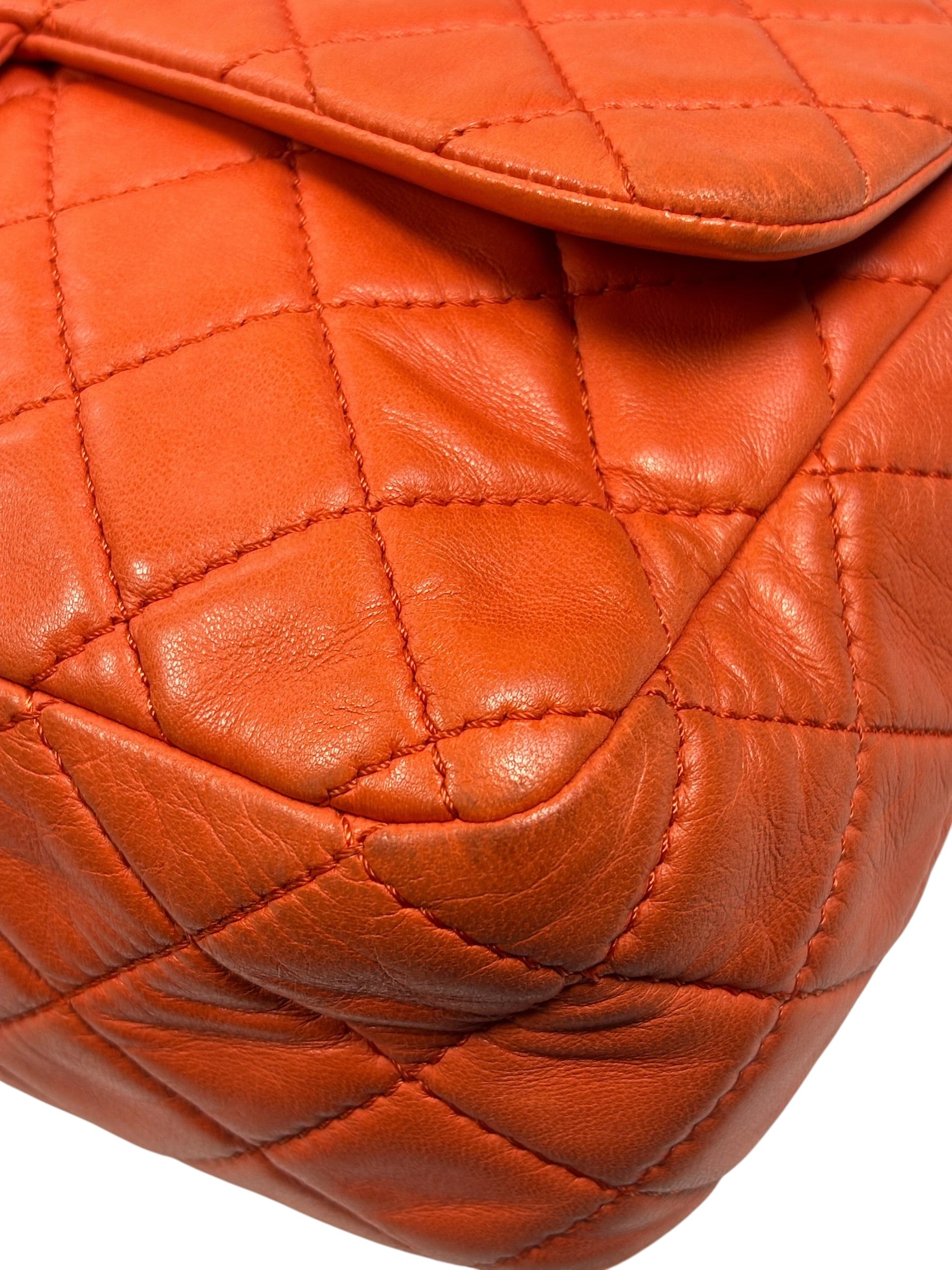 Chanel Orange Quilted Lambskin Flap Bag 2008
