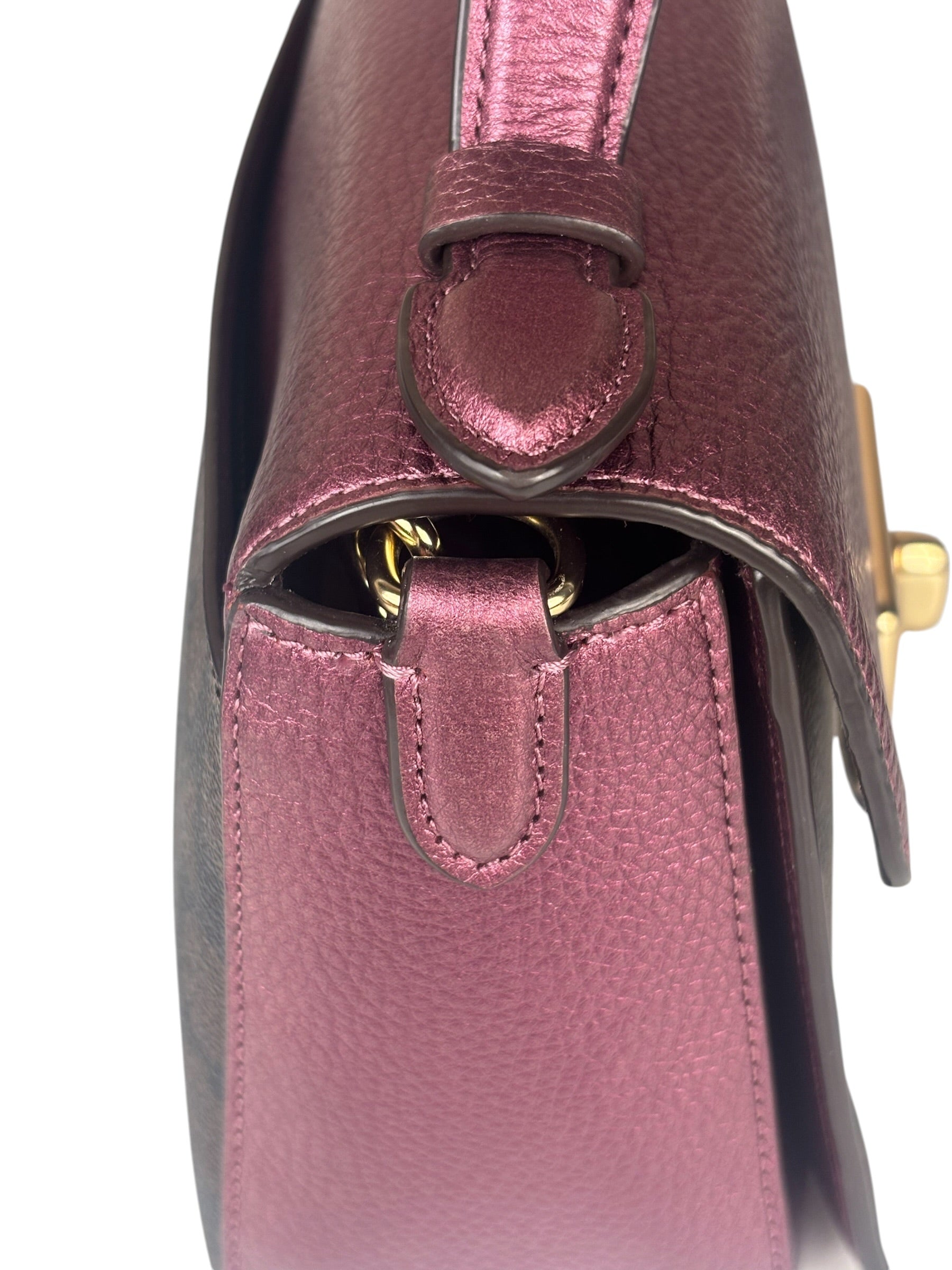 Coach Metallic Berry Leather Signature Cassidy Two-Way Bag