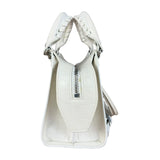 Balenciaga White Croc Embossed S Neo City Bag