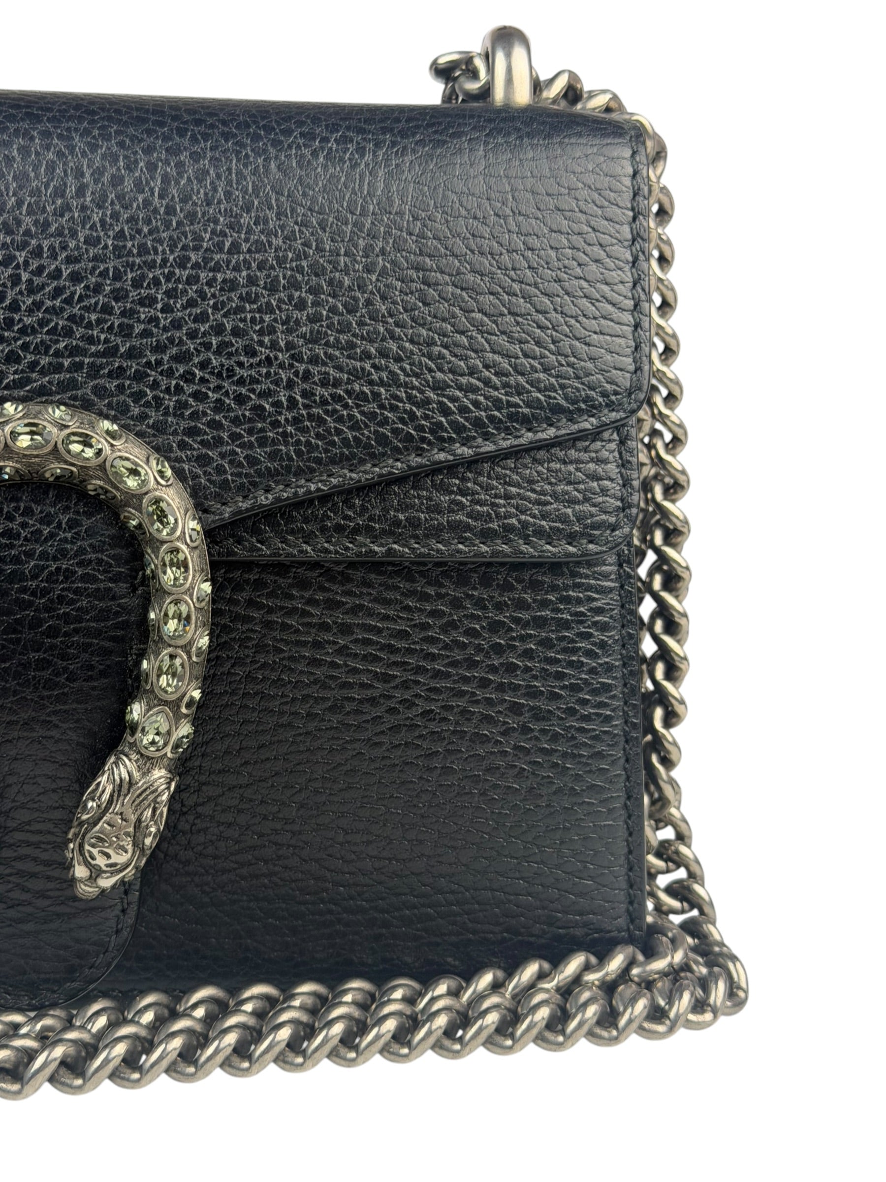 Gucci Black Pebbled Leather Dionysus Small Chain Shoulder Bag