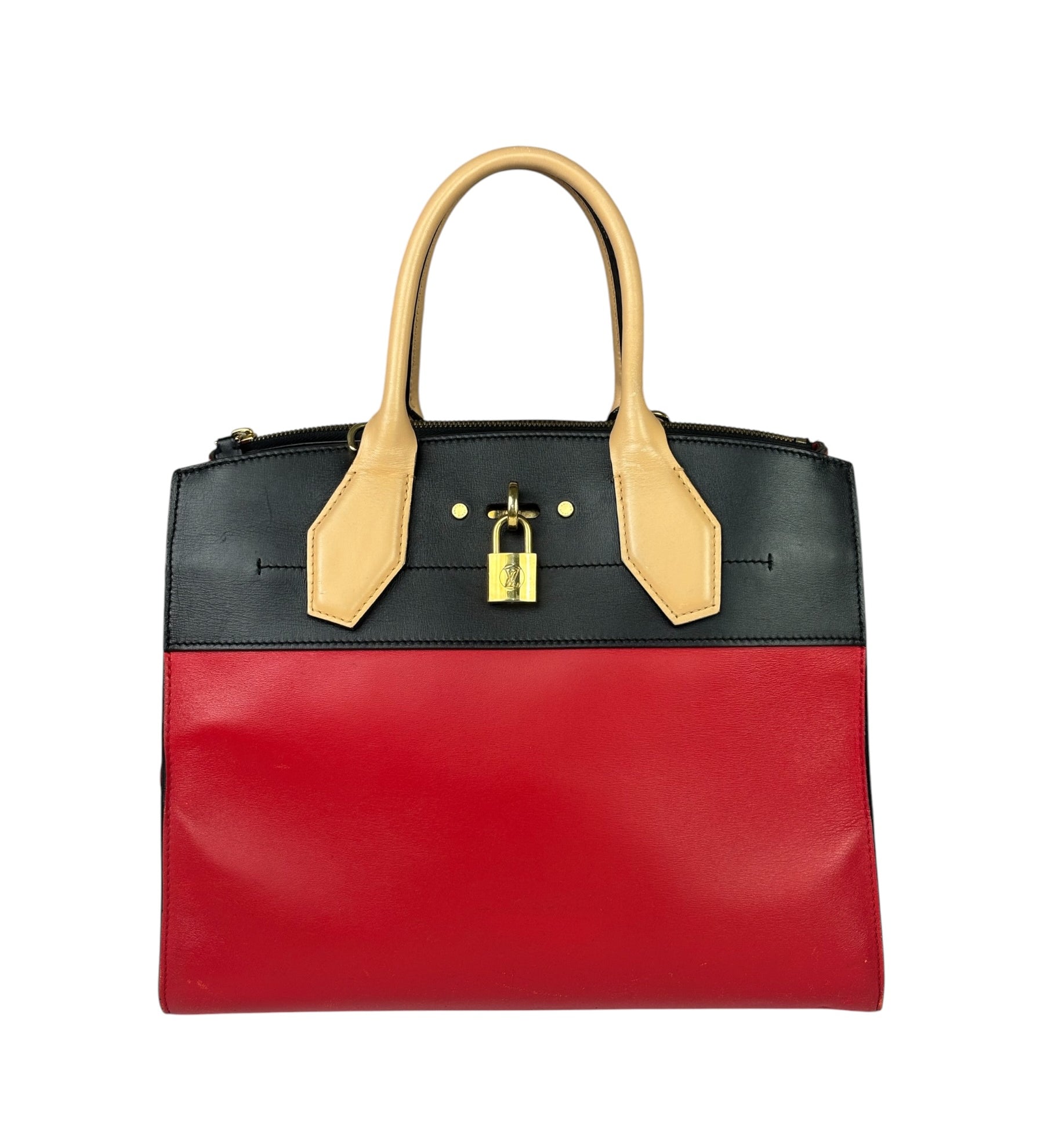 Louis Vuitton Red Leather City Steamer Handbag MM