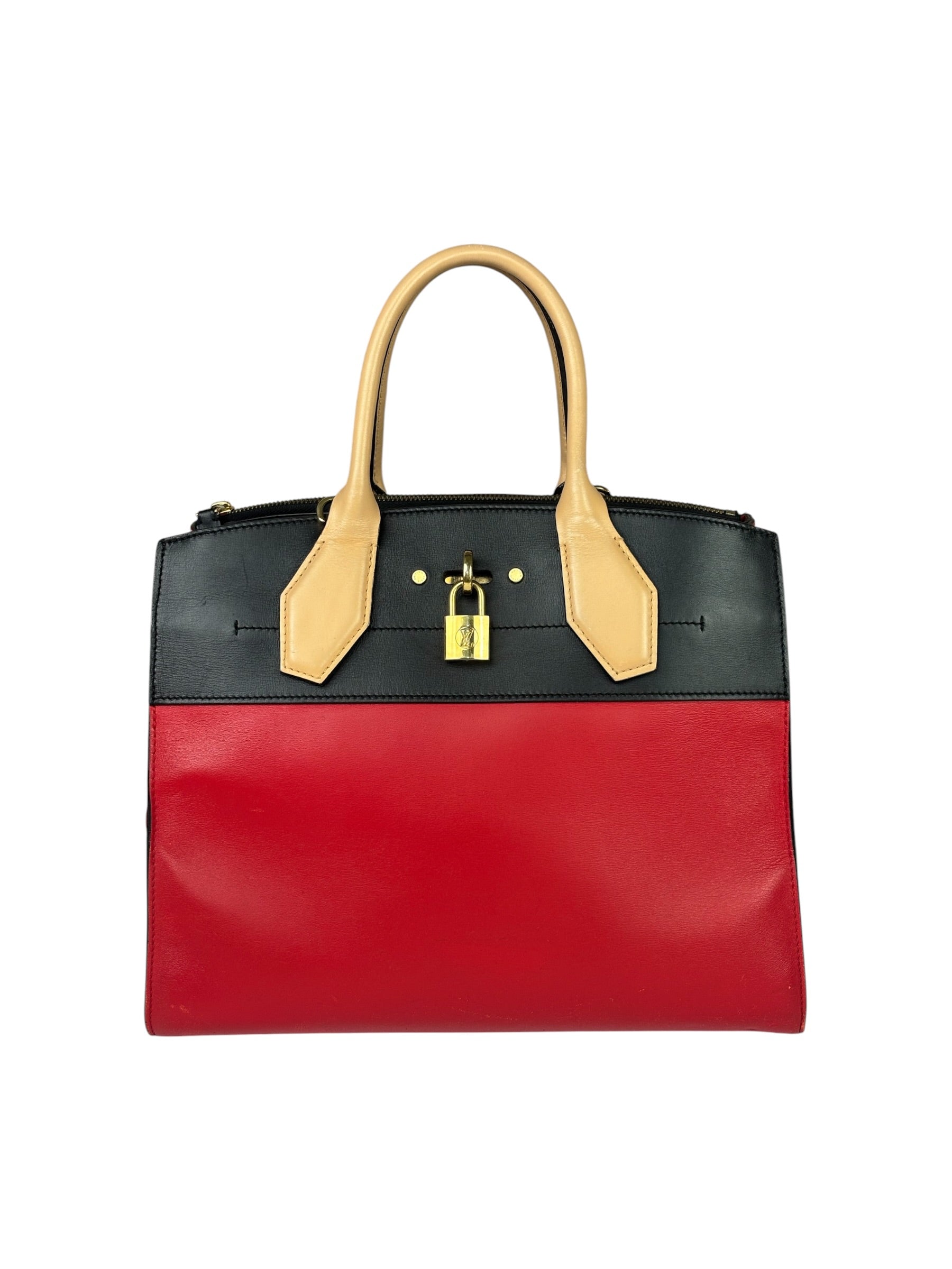 Louis Vuitton Red Leather City Steamer Handbag MM