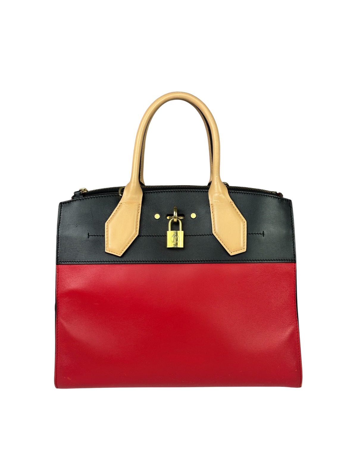 Louis Vuitton Red Leather City Steamer 2Way Handbag MM
