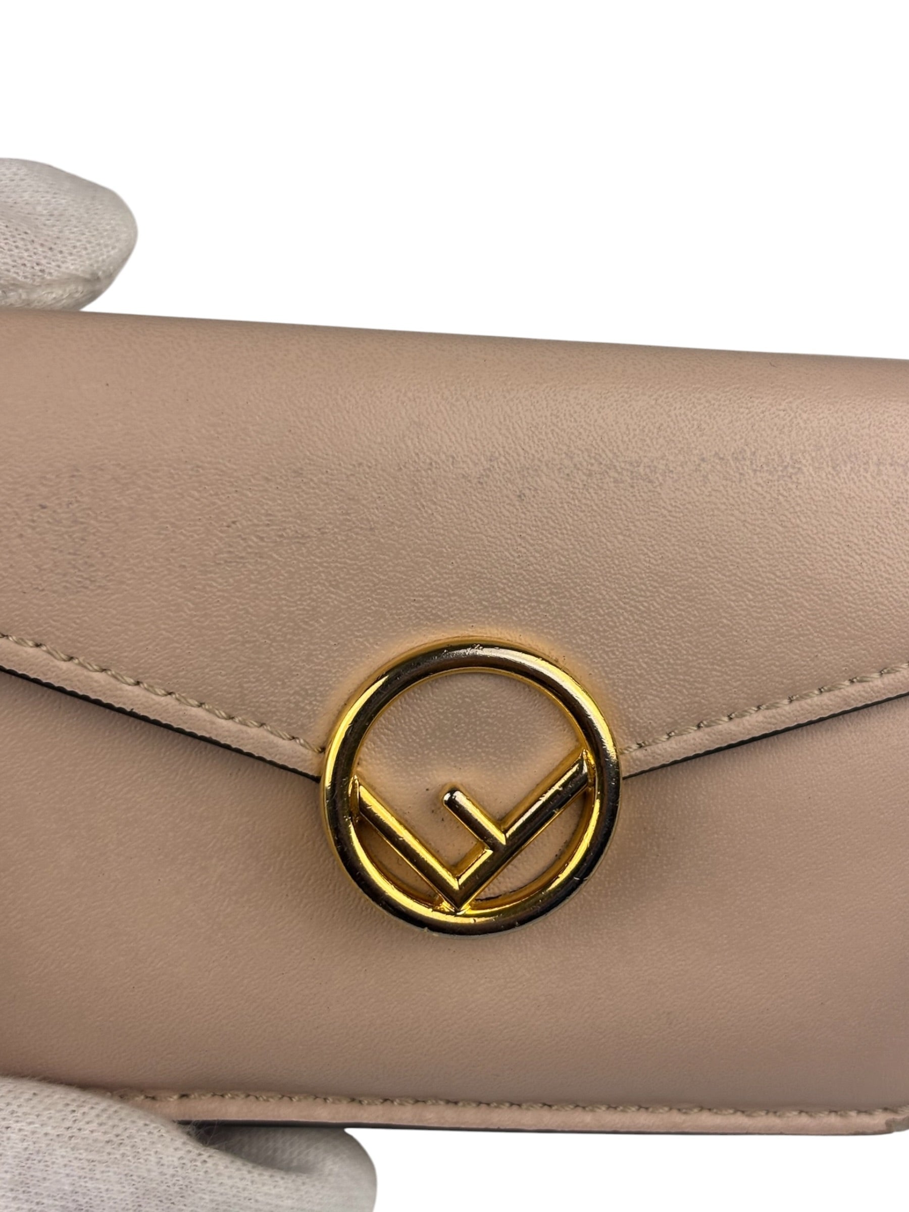 Fendi F Nude Pink Micro Trifold Wallet