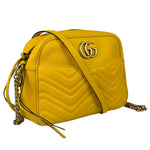 Gucci Bright Yellow GG Marmont Matelasse Shoulder Camera Bag
