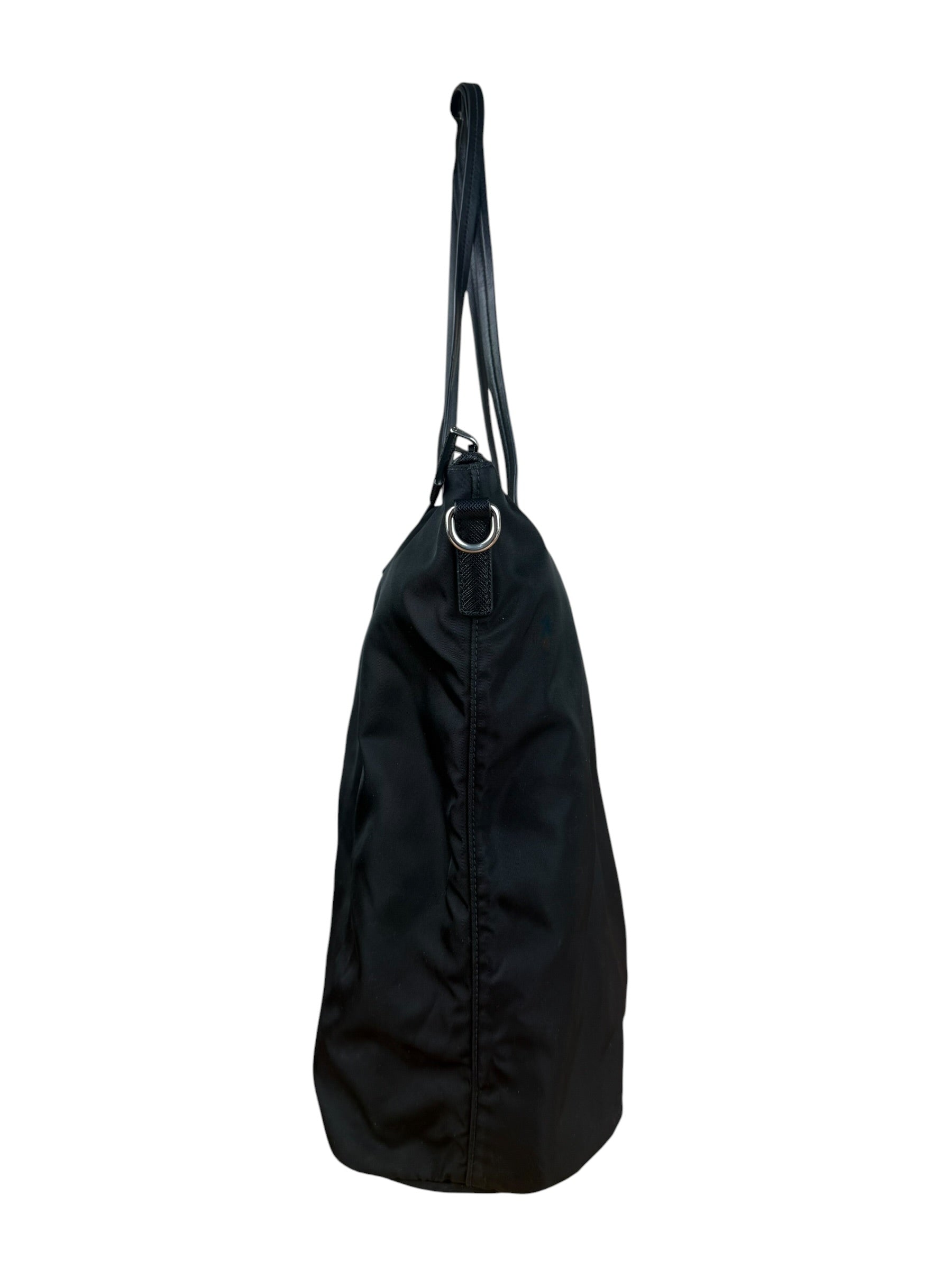 Prada Black Tessuto Nylon Zip Tote Large