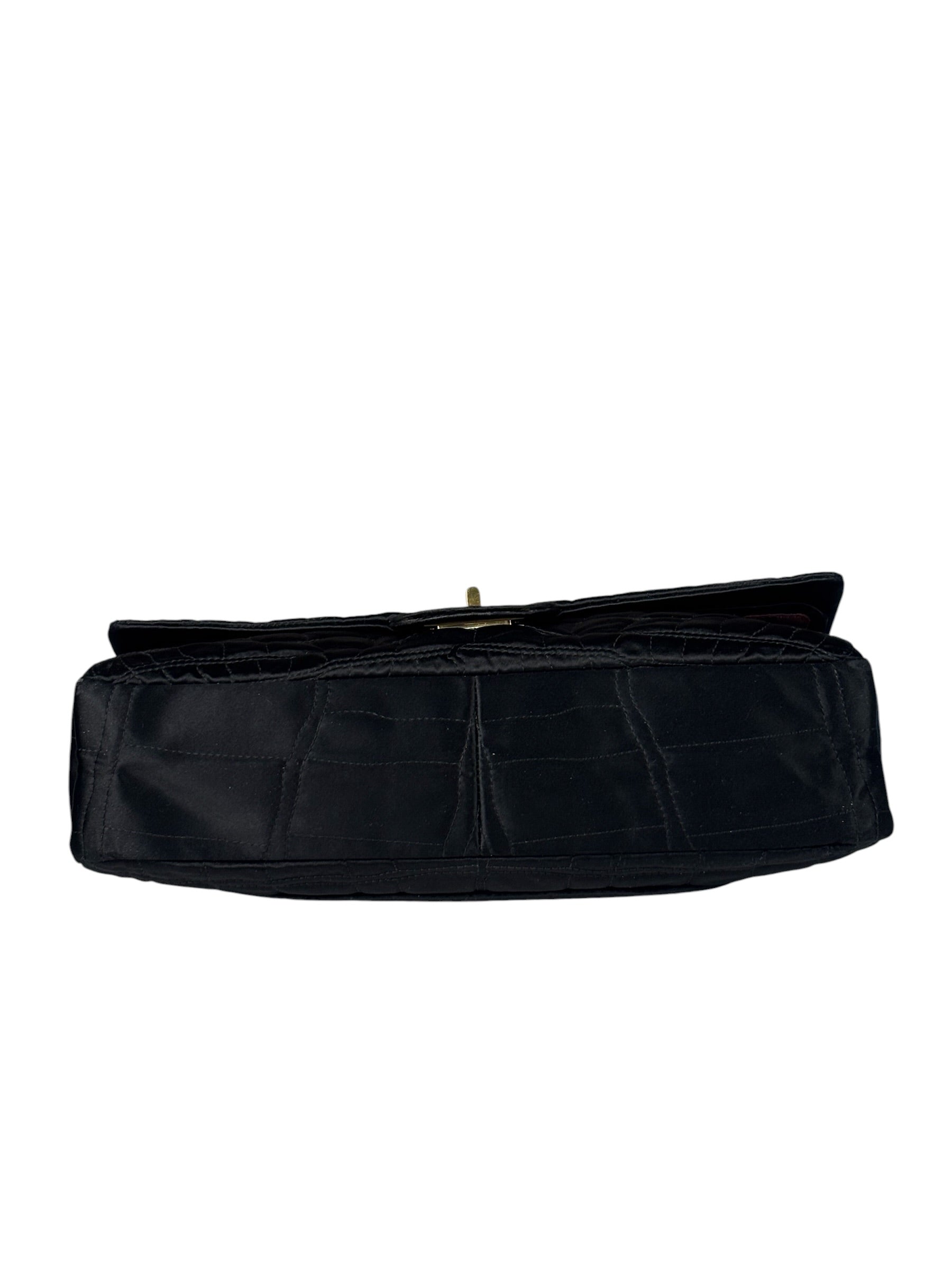 Chanel Black Matelasse Silk Double Flap Bag 2006