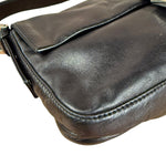 Fendi Vintage Black Leather Marble Buckle Baguette