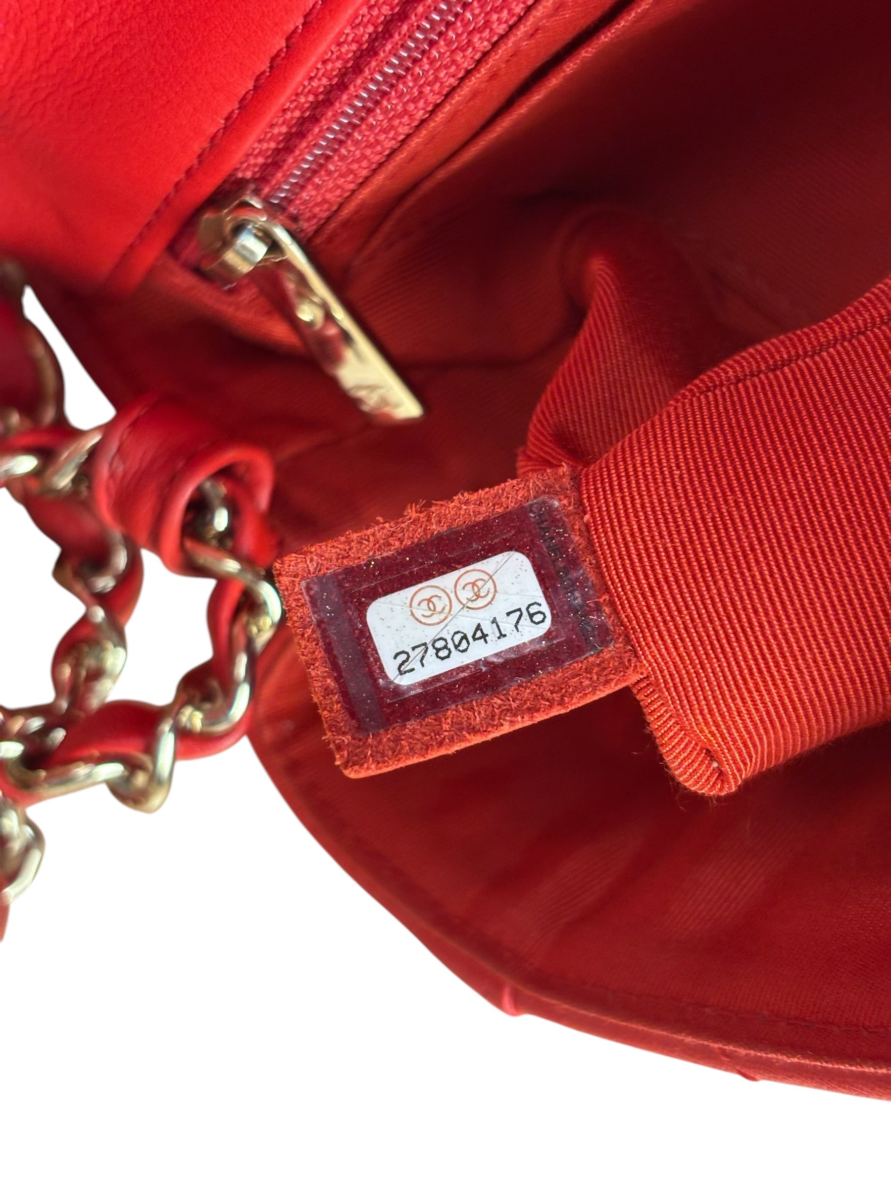 Chanel Red Chevron Leather Flap Bag 2019