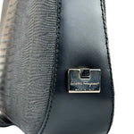 Salvatore Ferragamo Vintage Black Lizard Embossed Leather Pochette