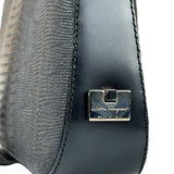 Salvatore Ferragamo Vintage Black Lizard Embossed Leather Pochette