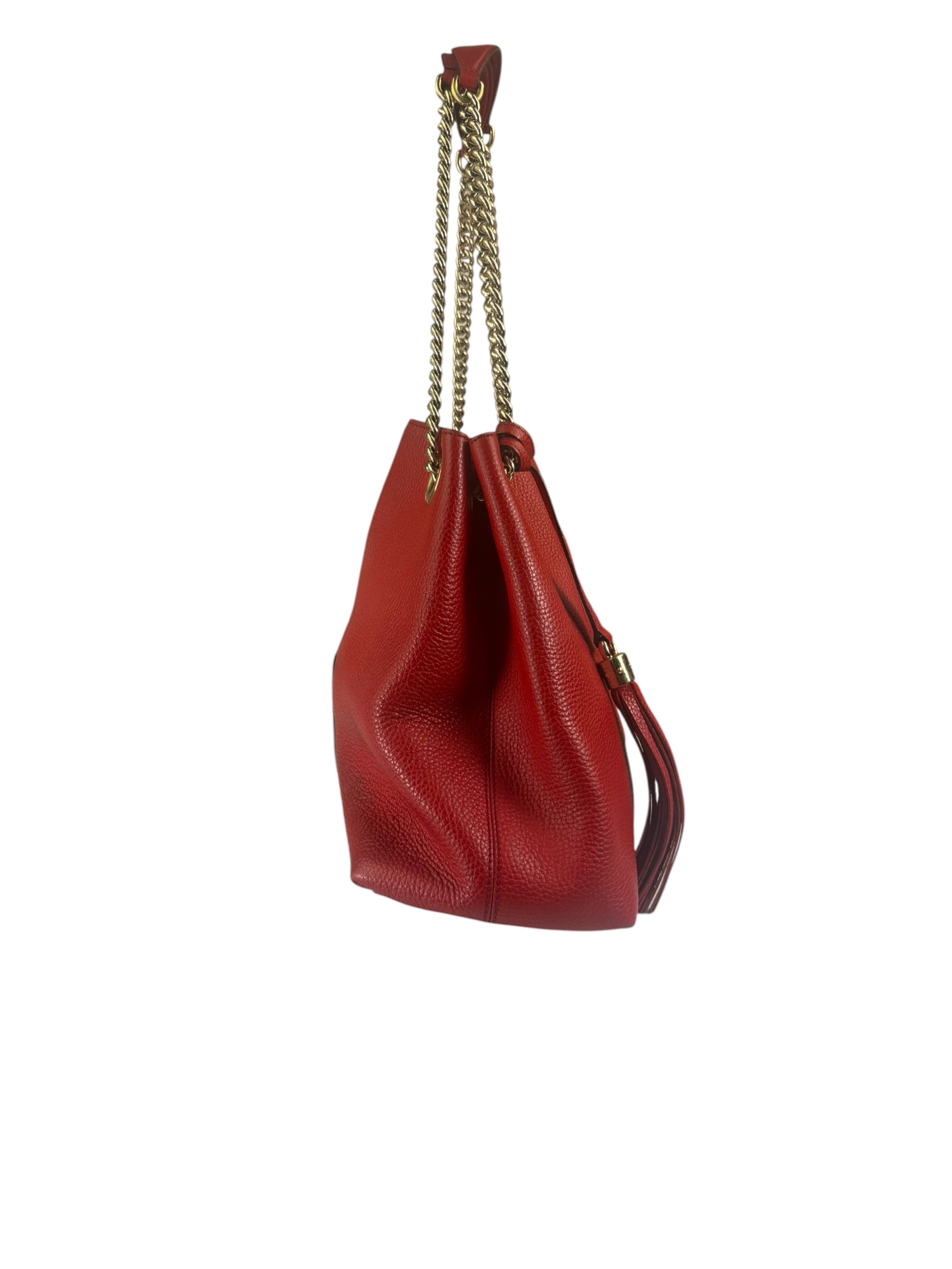 Gucci Red Leather Soho Chain Shoulder Bag