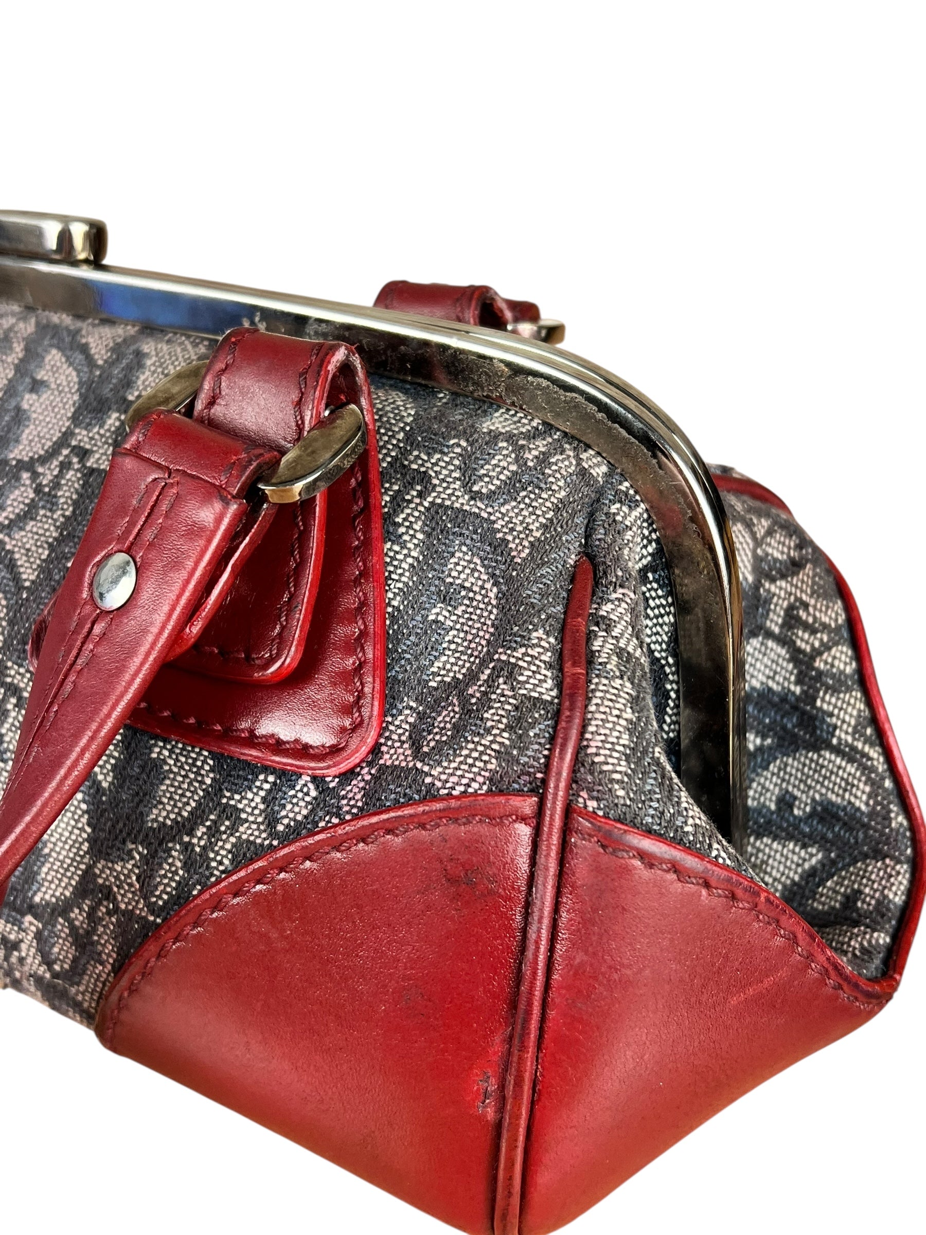 Christian Dior 2005 Doctor Bag Navy/Red Leather Trim