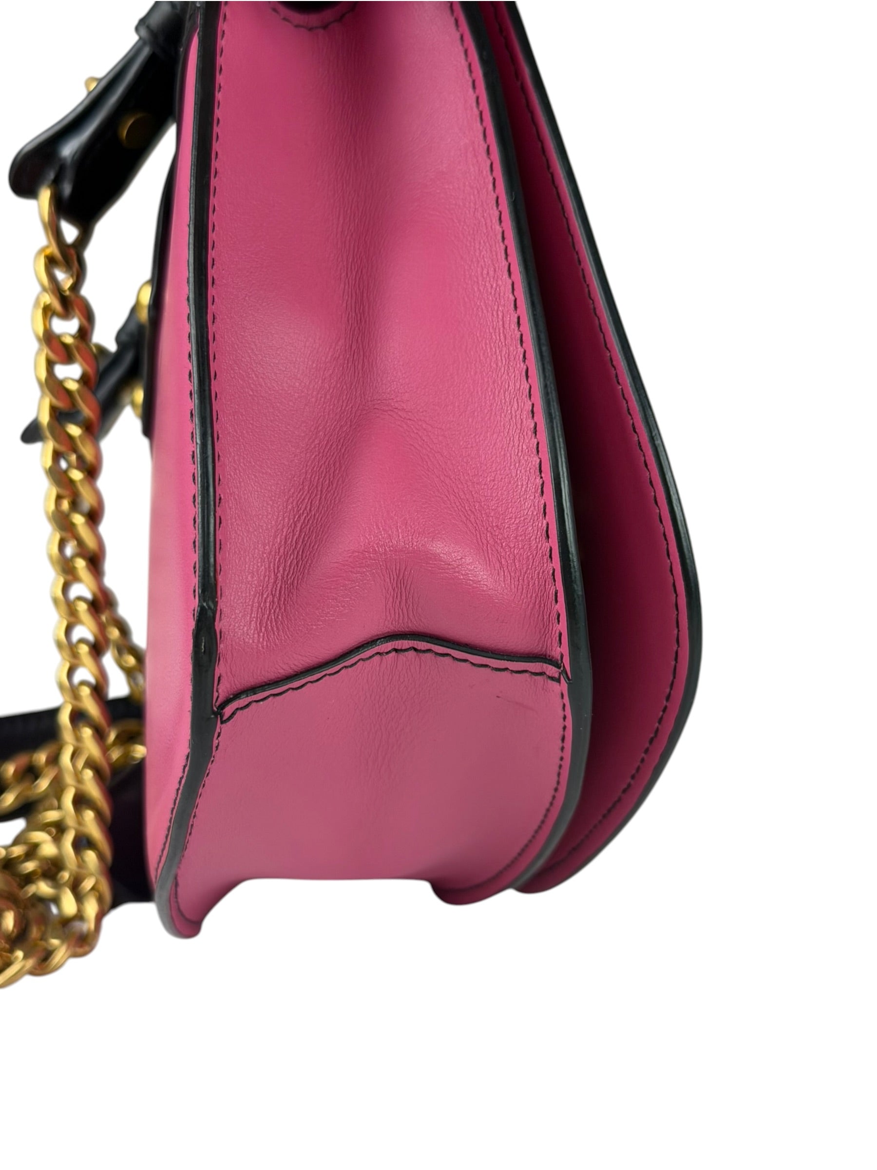 Prada Pink/Black Saffiano Leather Trim Small Cahier Crossbody Bag