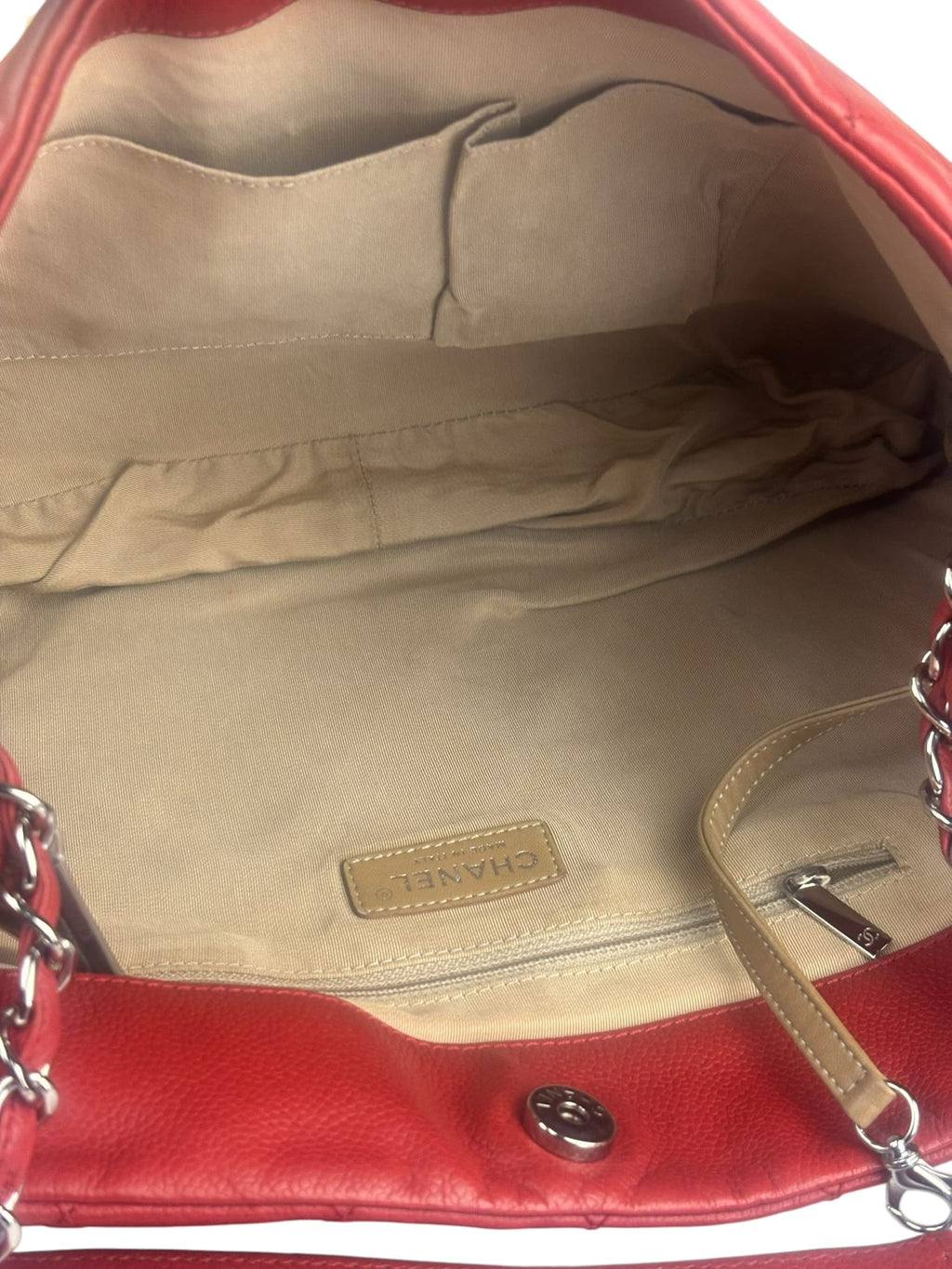 Chanel Red Caviar Leather Zip Out Tote Bag 2011