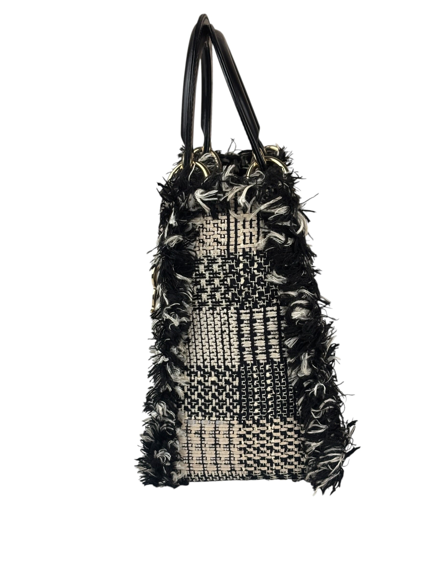 Christian Dior Black/White Tweed Lady Dior Two-Way Bag