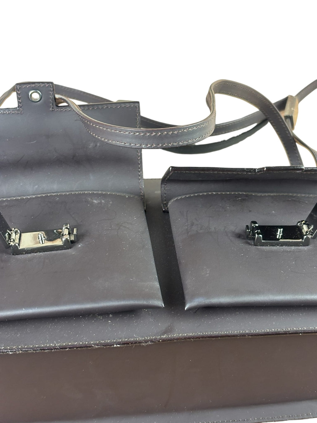 Gucci Wine Leather Double Pocket Shoulder Bag