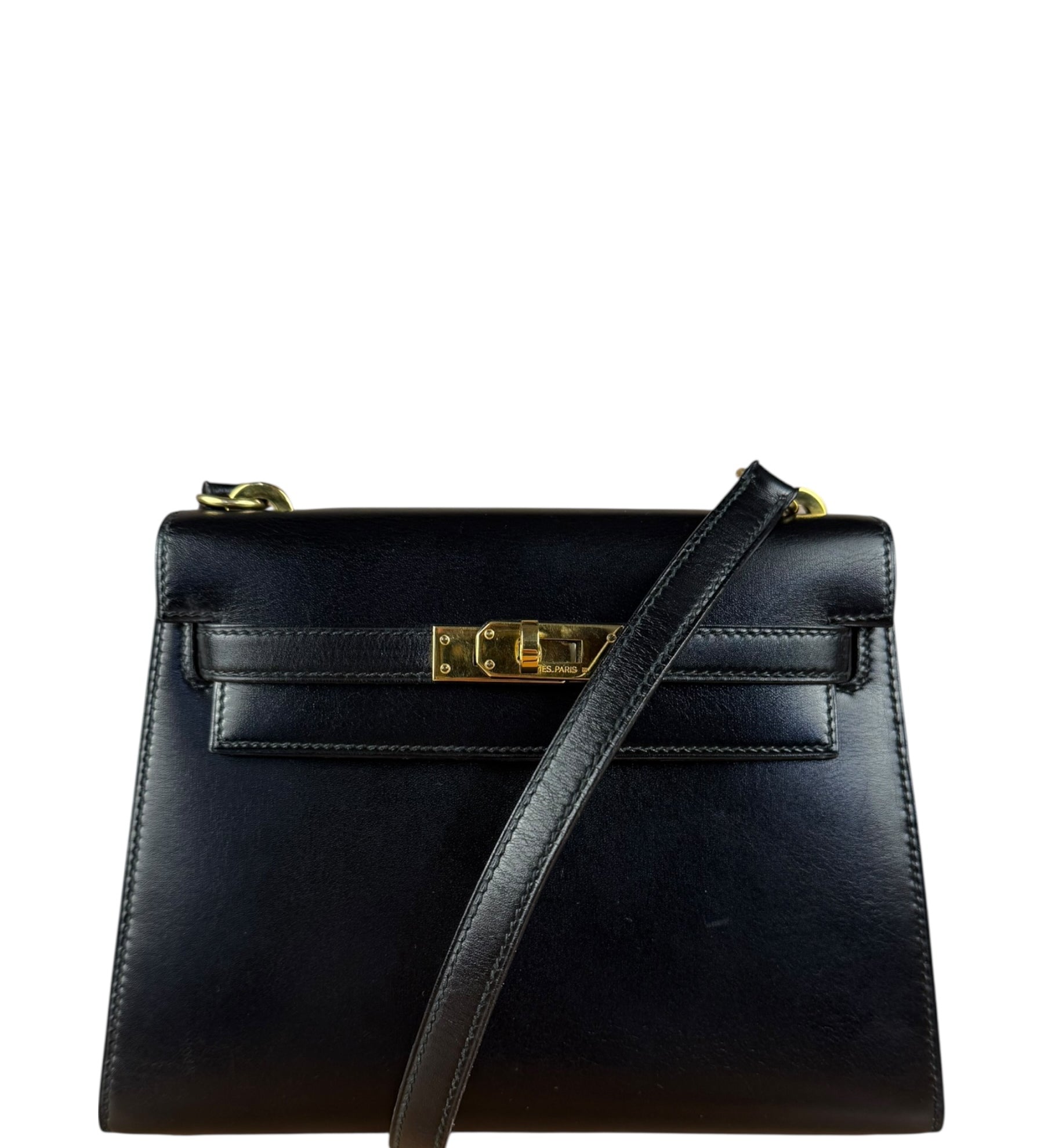 Hermes Black Mini Kelly 20 Box Calf 1991