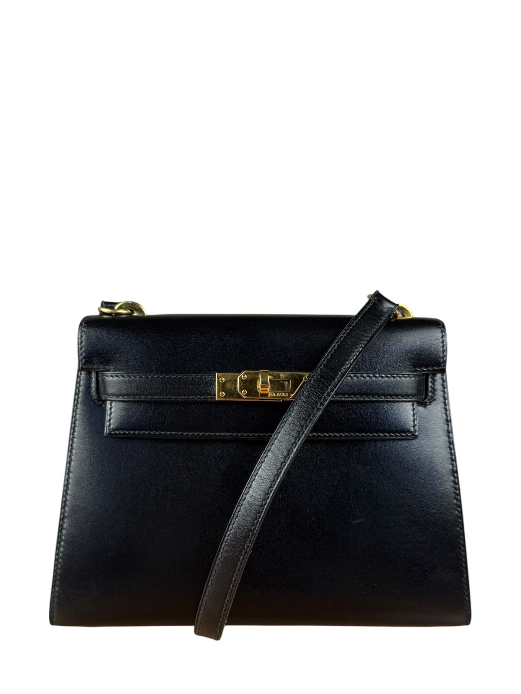 Hermes Black Mini Kelly 20 Box Calf 1991