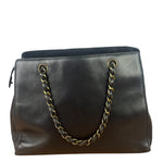 Chanel Vintage Black Calfskin Front Pocket Tote 1997