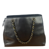 Chanel Vintage Black Calfskin Front Pocket Tote 1997