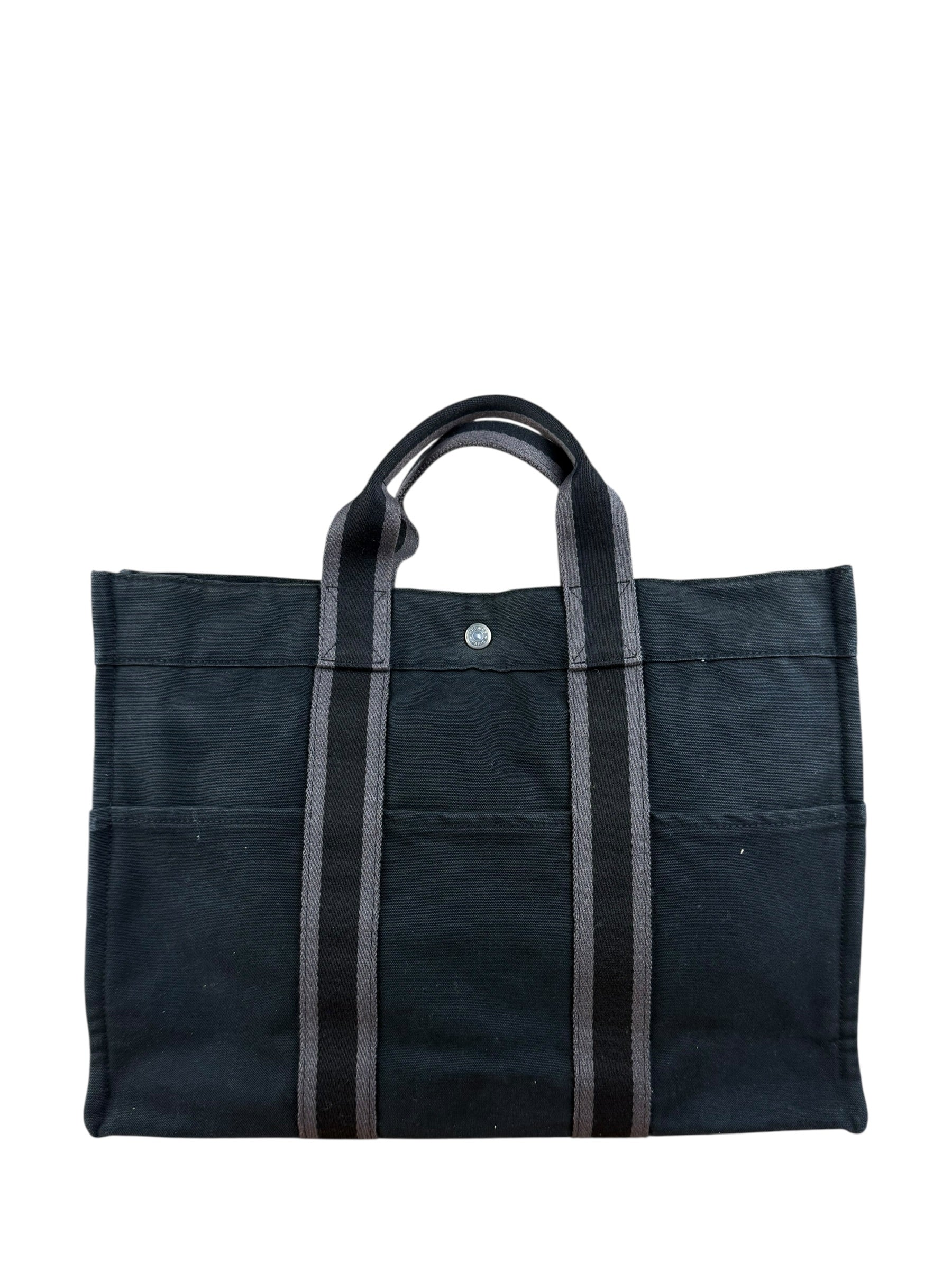 Hermes Fourre-Tout MM Canvas Black Tote