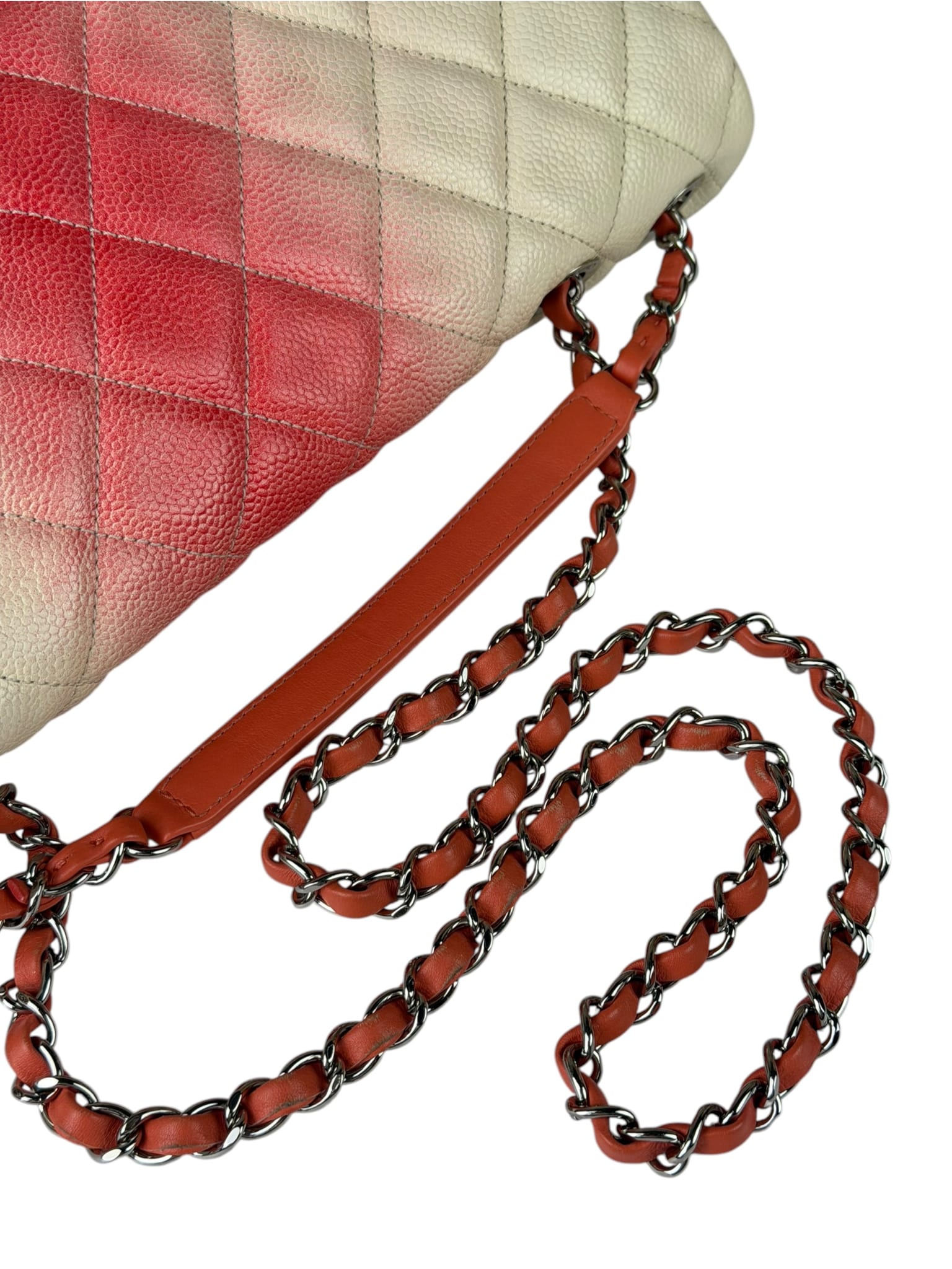 Chanel Quilted Caviar Ivory/Pink Ombre Jumbo Flap 2013