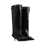 Balenciaga Cagole Leather Knee High Boots