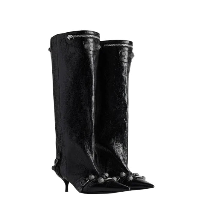 Balenciaga Cagole Leather Knee High Boots
