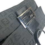 Fendi Black Leather Trim Zucca Baguette