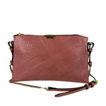 Burberry Pale Orchid Pink Leather Check-Embossed Peyton Crossbody