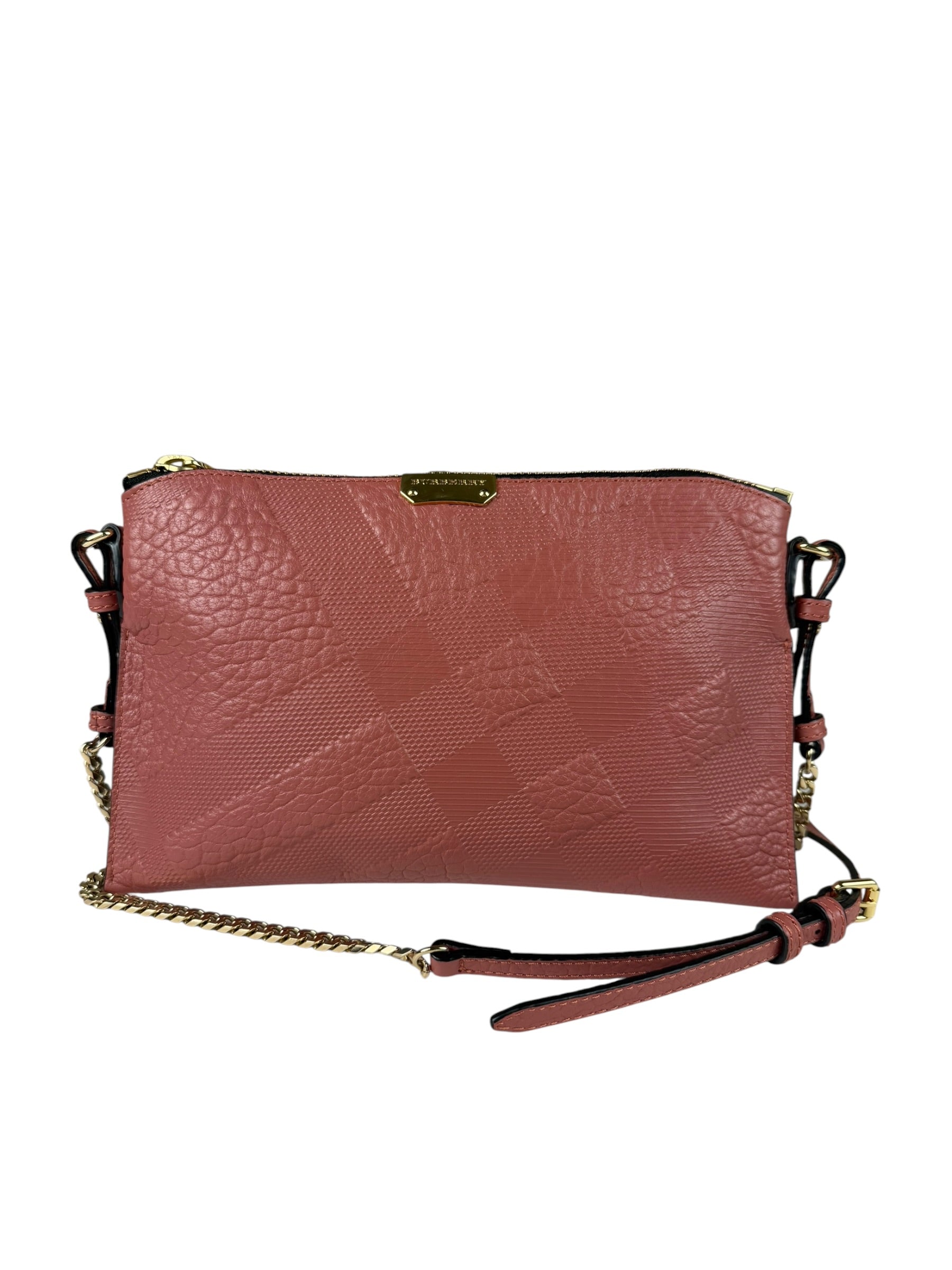 Burberry Pale Orchid Pink Leather Check-Embossed Peyton Crossbody
