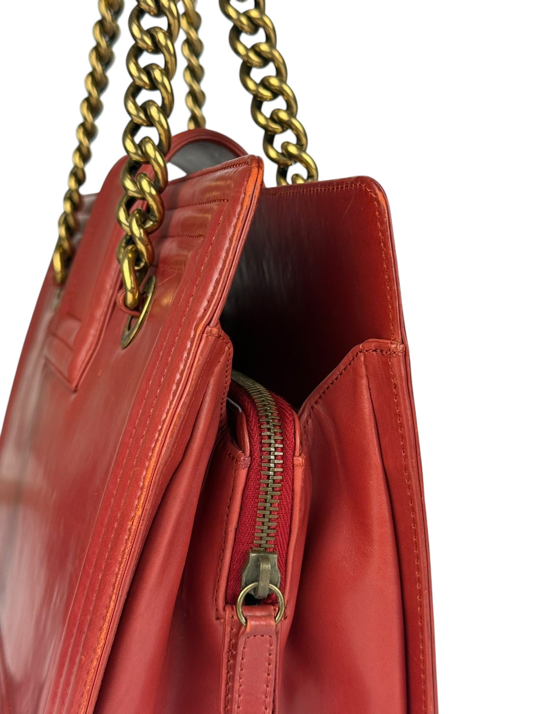 Chanel Red Leather Large Jetsetter Boy 2Way Handbag 2011
