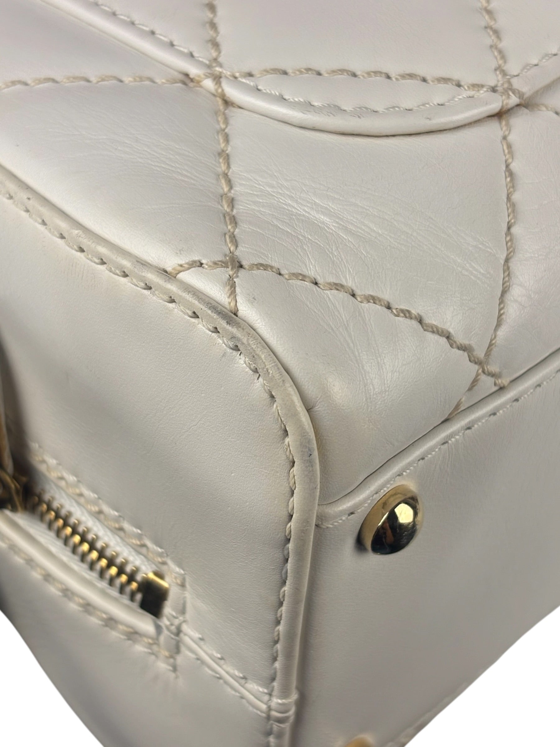 Chanel White CC Lambskin Wild Stitch Handbag 2003