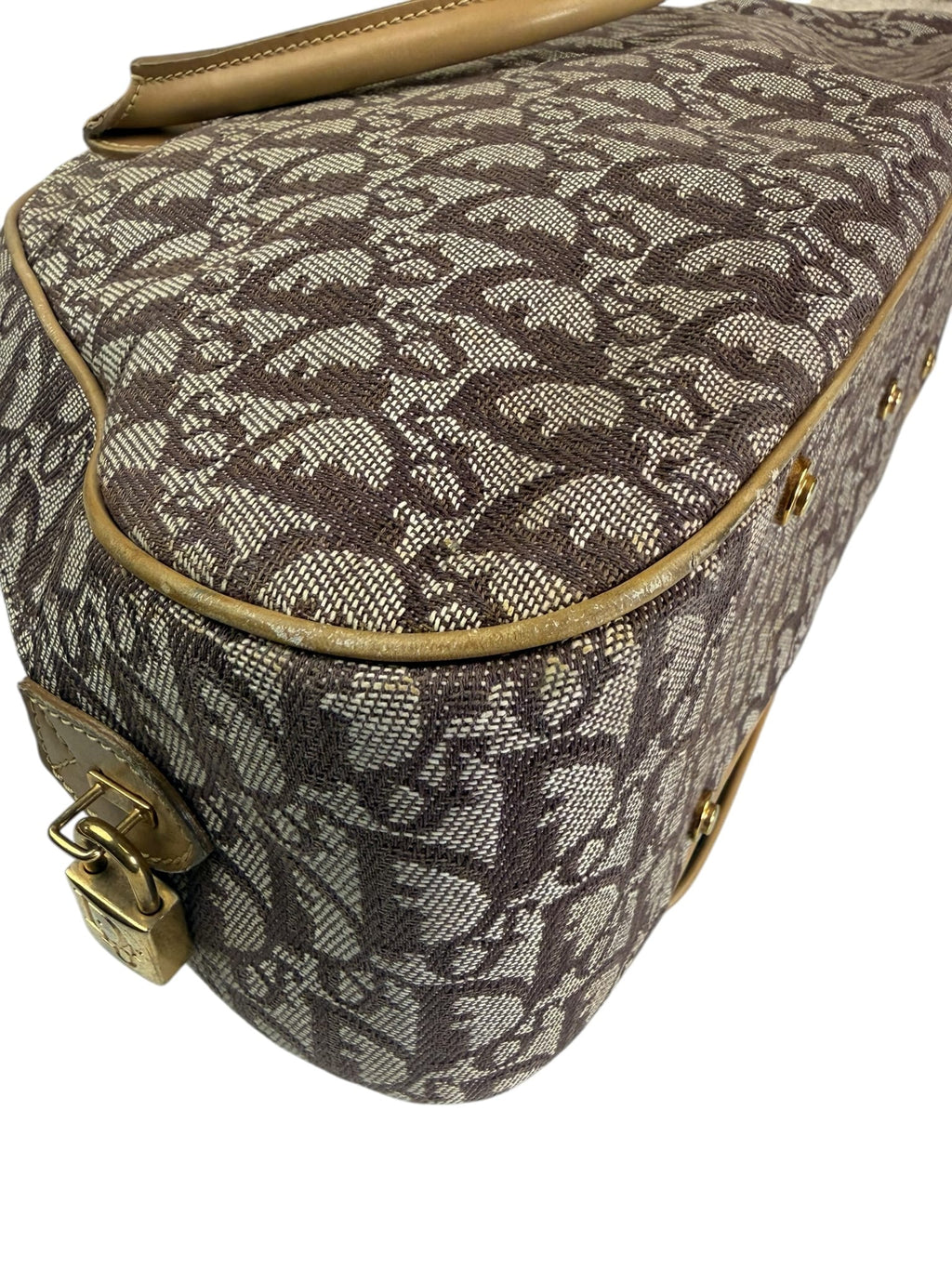 Christian Dior Beige/Brown Trotter Double Saddle Bowler Bag