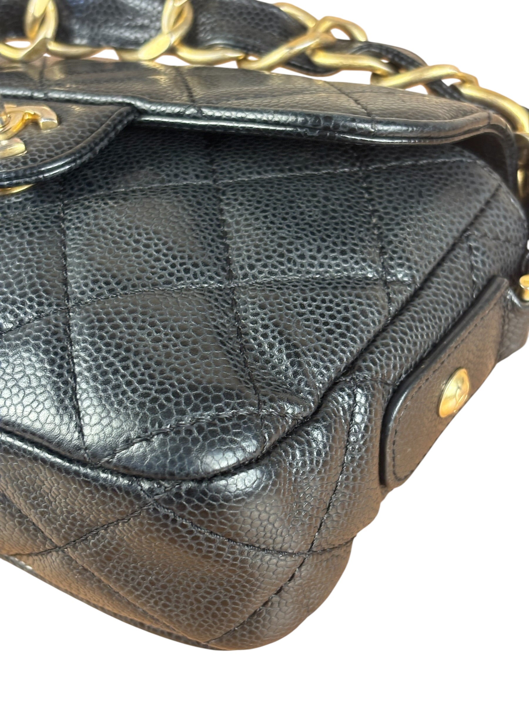 Chanel Black Caviar Quilted Leather Mini Square Flap Bag 2021