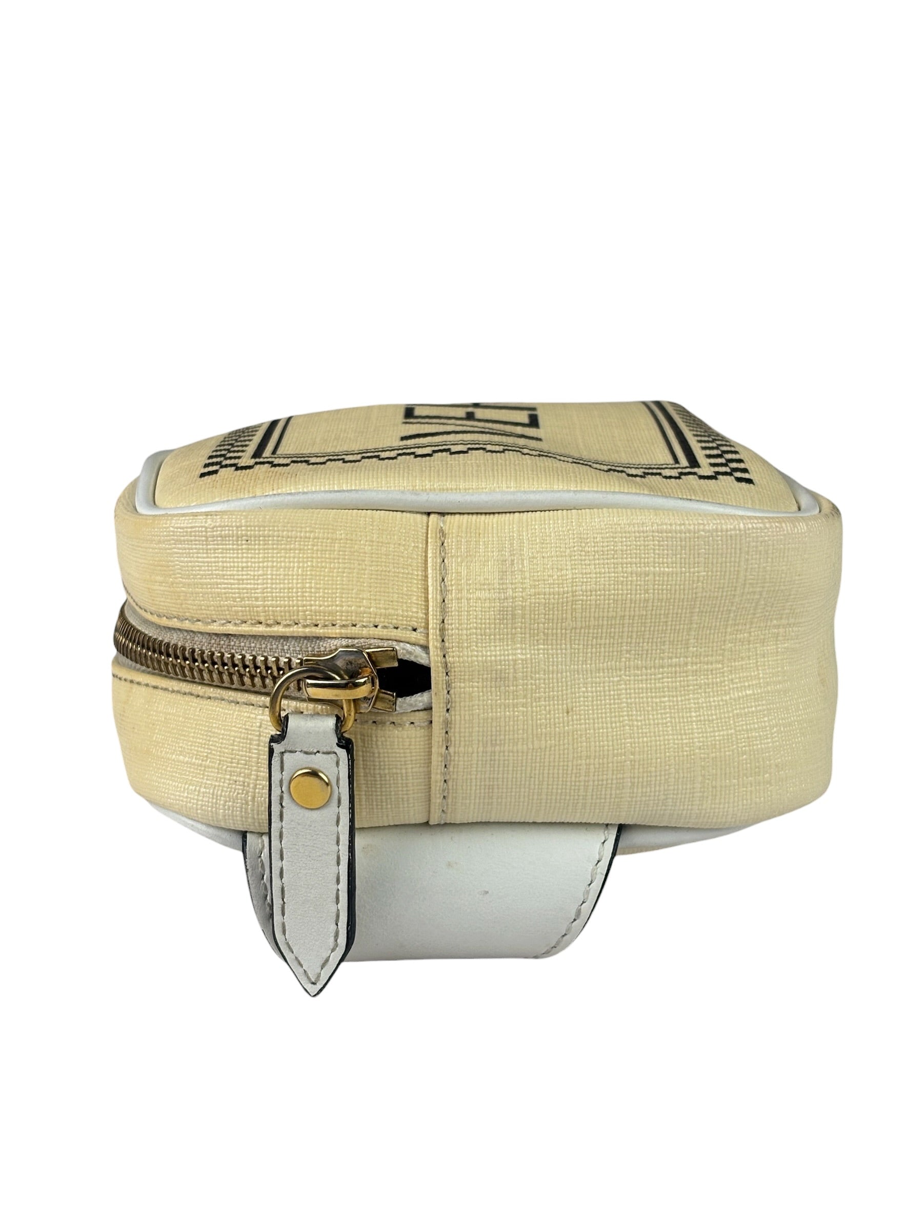 Versace Pastel Yellow Leather Logo Print Belt Bag