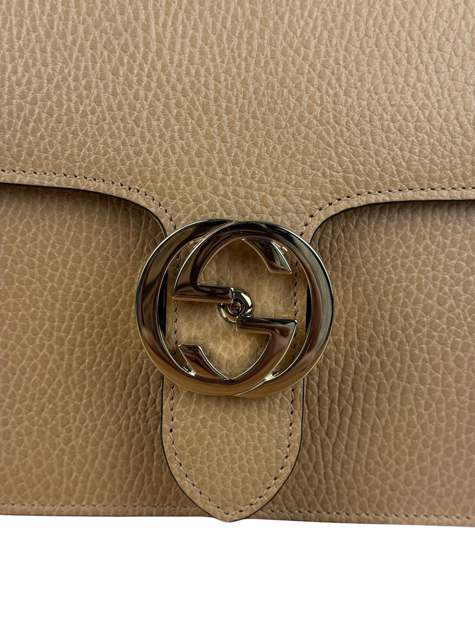 Gucci Beige Leather Medium GG Dollar Chain Shoulder Bag