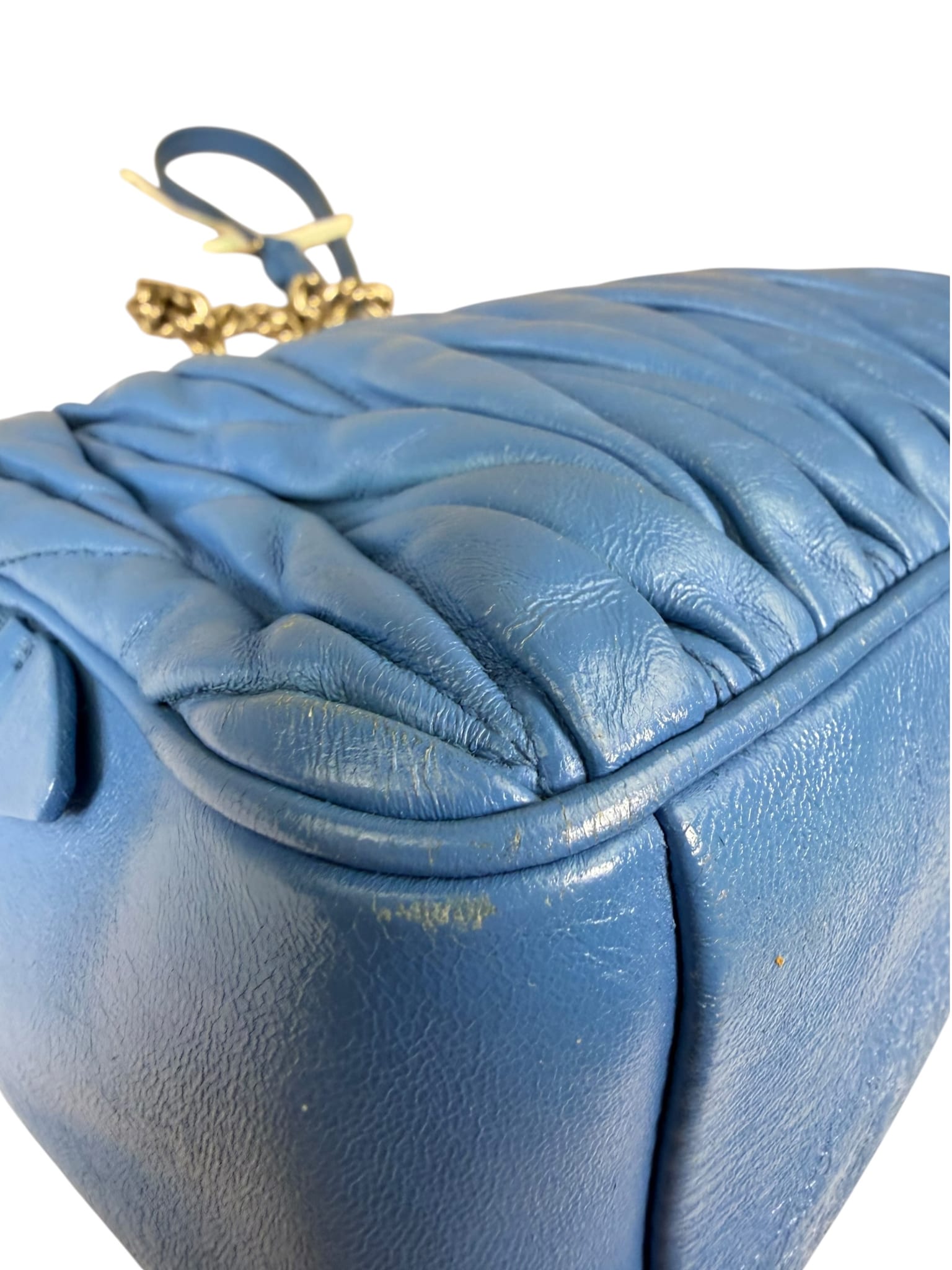 Miu Miu Blue Matelassè Leather Crossbody Bag