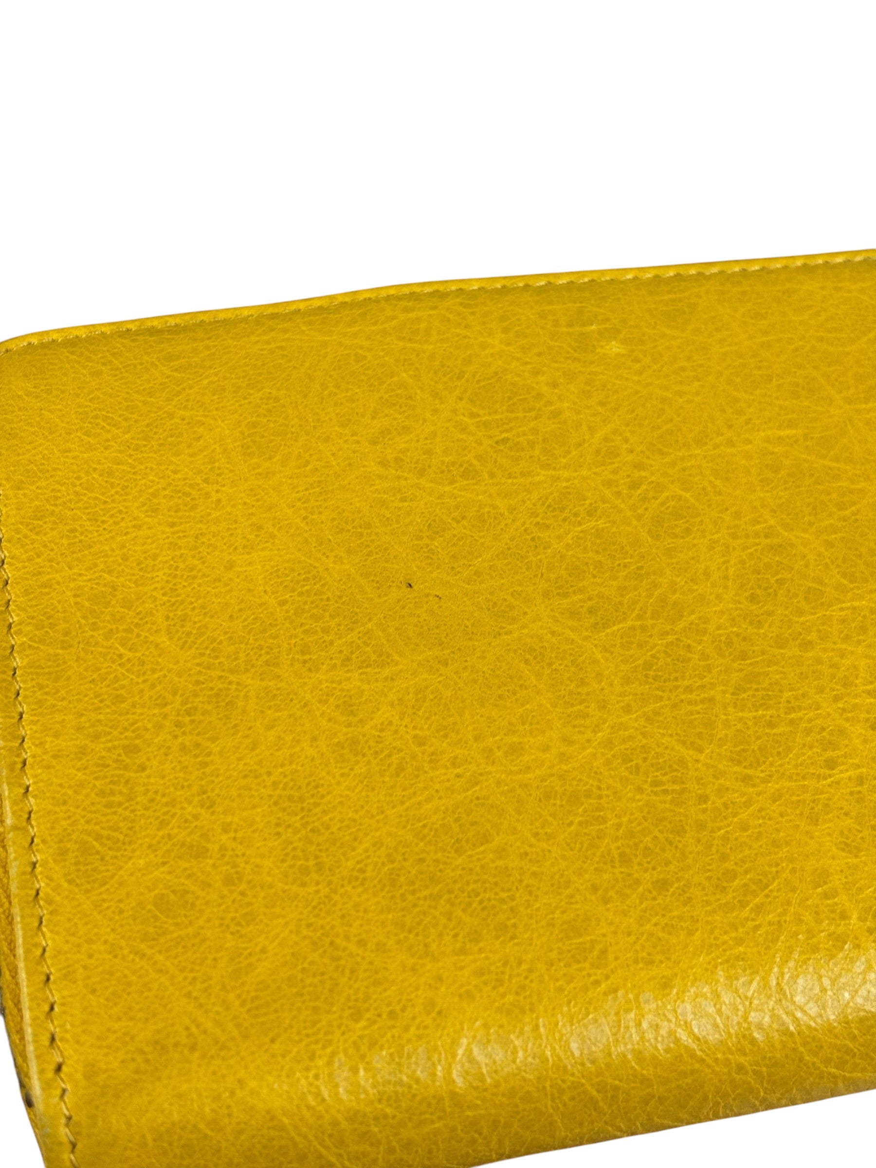 Balenciaga Yellow Leather Moto Zip Wallet