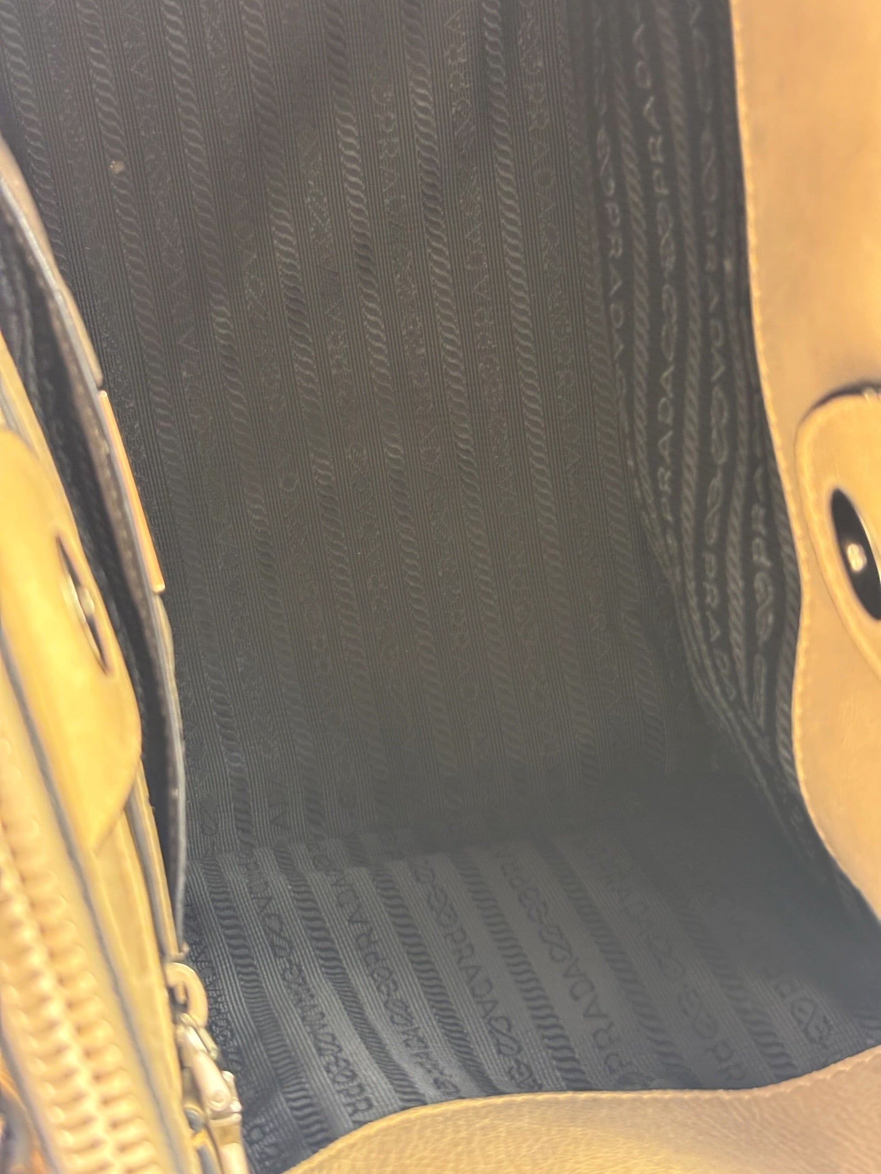 Prada Beige Glace Calf Twin Tote
