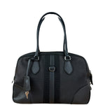 Prada Vintage Black Canvas Leather Trim Bowler Shoulder Bag