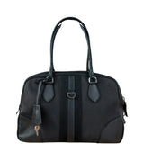 Prada Vintage Black Canvas Leather Trim Bowler Shoulder Bag