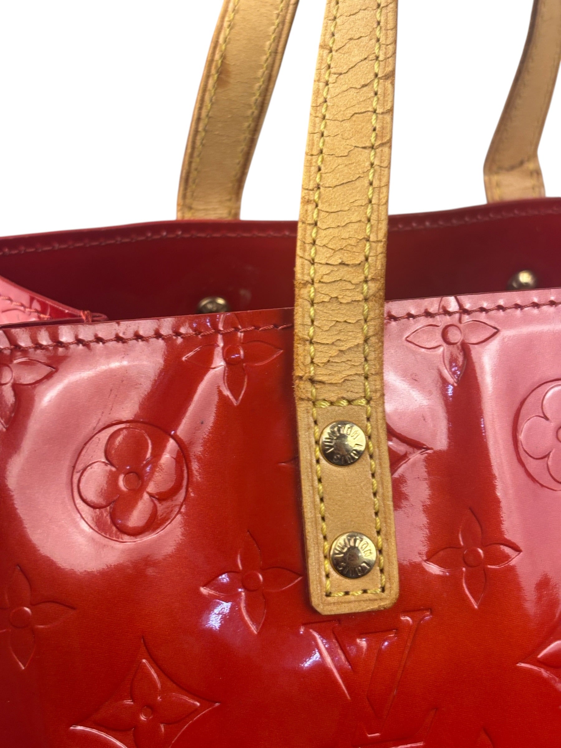 Louis Vuitton Red Canvas Monogram Vernis Hand Bag