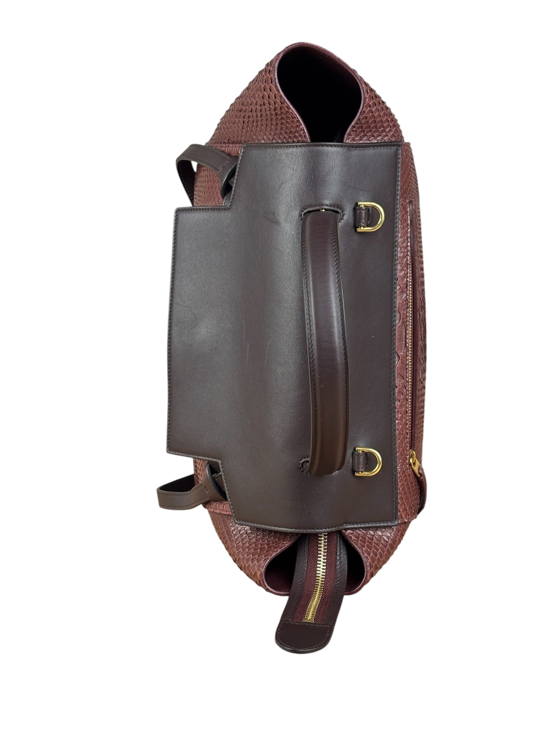 Celine Maroon Python Embossed Trapeze Bag